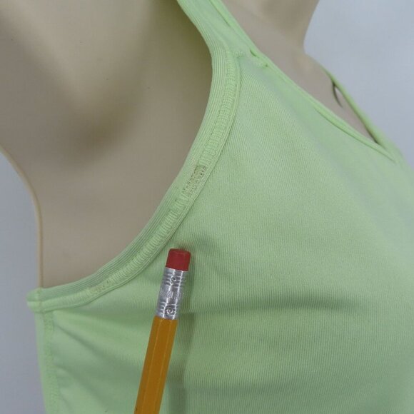 Nike Women Medium Green Gray Logo Racerback Sports Bra Wireless No Wire Athletic - Picture 3 of 11